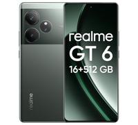 realme GT6 Smartphone, 5G móvil 16+512 GB, Snapdragon 8s Gen 3, Pantalla Ultra Brillante de 6000nit, 50MP+50MP+8MP Cámara, teléfono, batería 5500mAh, sin Adaptador, Verde Afeitadora
