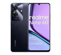 realme Note 60 Smartphone 4+128GB,Pantalla 6.74in,90Hz Modo Eye Comfort,batería 5000mAh,procesador UNISOC T612,cámara 32MP Ultra HD,Soporte Tarjeta Micro-SD,Negro