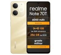 realme Note 70T, 4+256GB Smartphone, Pantalla Eye Comfort de 6,75'' y 90Hz, Batería De 6000mAh, Protección Armorshell, Chipset de Ocho Núcleos, Ultrafino de 7,94mm, IP54, Oro de Playa, Sin Cargador
