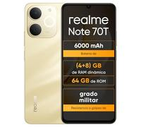 realme Note 70T 4 + 64GB Smartphone, Pantalla Eye Comfort de 6,75 Pulgadas a 90 Hz, Batería de 6000mAh, Protección ArmorShell, Chipset Octa-Core, 7,94mm Ultra Delgado, IP54, Oro Arenoso, Sin Cargador