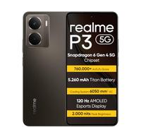 realme P3 5G Smartphone 12+512 GB, Procesador 5G Snapdragon 6 de 4.ª generación, Batería Titan de 5260mAh, Carga rápida de 45W, Pantalla AMOLED de 120 Hz, Brillo máximo de 2000nit, IP69, Grey
