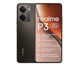 realme P3 5G Smartphone,8+256GB, Batería de 5130 mAh,Carga de 45W,Chipset Snapdragon 6 Gen 4, Cámara AI de 50MP, Pantalla Pro-Esports de 2000 nits120Hz,IP69,Gris (Sin Adaptador)