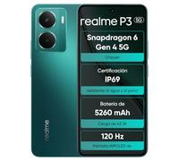 realme P3 5G Smartphone de 8 GB + 256 GB, AMOLED 120Hz para Esports, Snapdragon® 6 Gen 4, Cámara IA de 50 MP, Batería de 5260 mAh, Sistema de Enfriamiento Aeroespacial, IP69, Verde(sin Adaptador)