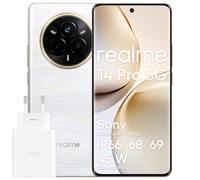 realme Smartphone 14 Pro 5G, 8 + 256 GB, chipset MediaTek Dimensity 7300, cámara OIS de 50 MP, Pantalla Curva 3D de 6,77" y 120 Hz, batería de 6000 mAh, Color Platino (con Adaptador)