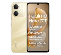 realme Smartphone Note 70T,4+128GB, Batería De 6000mAh, Diseño Ultrafino de 7,94 mm, IP54 Protección ArmorShell, Next AI, Sin Cargador, Oro