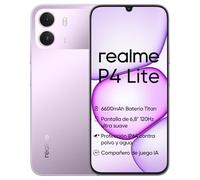 realme Smartphone P4 Lite 4G, 4GB+128GB, Pantalla LCD fluida 120Hz de 6,8", batería Titan 6600mAh, Carga rápida 15W, protección fiable IP64, Next IA, Púrpura Pulse, sin Cargador