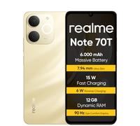 realme Teléfono Móvil Note 70T 4+128 GB, Gran batería de 6000 mAh, Carga rápida de 15 W con Carga inversa de 6 W, RAM dinámica de 24 GB, Pantalla con Modo de Comodidad Ocular de 90 Hz, Oro