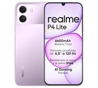 realme Teléfono móvil P4 Lite 4G, memoria de 4 GB + 64 GB, pantalla LCD HD de 6,8 pulgadas, 120 Hz, batería de titanio duradera de 6600 mAh, carga de cable de 15 W, carga de 6 W, protección IP64
