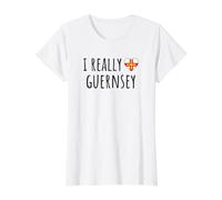 Realmente Amo a Guernsey Camiseta gráfica económica, Mujer, Blanco, S