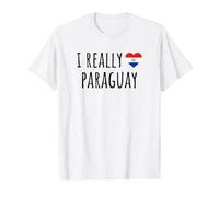 Realmente Amo Paraguay Camiseta gráfica económica, Hombre, Blanco, L