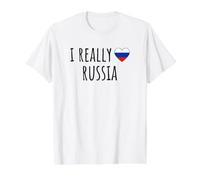 Realmente Amo Rusia Camiseta gráfica económica, Hombre, Blanco, S