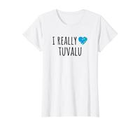 Realmente Amo Tuvalu Camiseta gráfica económica, Mujer, Blanco, XS