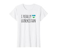 Realmente Amo Uzbekistán Camiseta gráfica económica, Mujer, Blanco, XS
