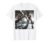 Realmente como Cuerdas de Batalla: Cuerda de Batalla Battlerope Fitness Camiseta gráfica económica, Hombre, Blanco, L