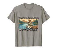 Realmente me Encanta Cuando mi Esposa me Deja IR a Pescar Divertido Bulldog Camiseta