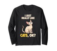 Realmente Me Gustan Los Gatos Ok Amante De Los Animales Lindo Devon Rex Manga Larga