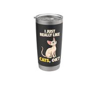 Realmente Me Gustan Los Gatos Ok Amante De Los Animales Lindo Devon Rex Vaso térmico de acero inoxidable de doble pared