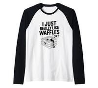 Realmente me Gustan los gofres, ¿Vale? Divertido Amante del Desayuno Camiseta Manga Raglan