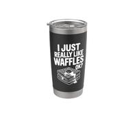 Realmente me gustan los gofres, ¿vale? Divertido amante del desayuno Vaso térmico de acero inoxidable de doble pared