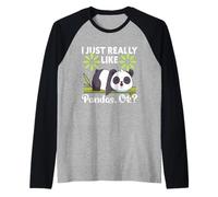 Realmente Me Gustan Los Pandas Ok Lindo Animal Pandas Osos Amantes Camiseta Manga Raglan