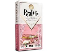 REALMIX Chocolate con Leche Dubái directamente desde Dubái EAU | Auténtico chocolate con leche Dubái con pistachos y relleno de Kunafa | Fabricado en Dubái E.A.U. | (145 gramme, Rosa)