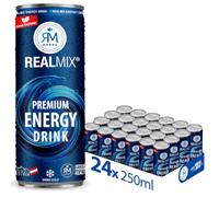 RealMix Energy Drink - Bebida Energética sin Taurina, con Cafeína y Extracto de Guaraná, Bajo en Azúcar, Pack 24x250 ml, Energía y Refrescante Natural