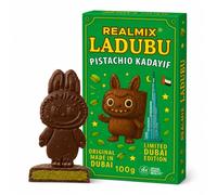 REALMIX LADUBU Chocolate de Dubái Directamente Desde Dubái EAU - Auténtico Chocolate con Leche Dubái con Pistachos y Relleno de Kunafa - Exquisito Chocolate Dubai Original (Chocolate con Leche)