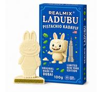 REALMIX LADUBU Chocolate de Dubái Directamente Desde Dubái EAU - Barra de Auténtico Chocolate Blanco con Pistachos y Relleno de Kadaif - Exquisito Chocolate Dubai Artesanal (Chocolate Blanco)
