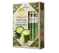 REALMIX Matcha Japonés Auténtico - Latte Sticks Cremosos, Té Verde, 24 Sticks de 16 g, Bebida Caliente o Fría - Experiencia Deliciosa y Zen (24 stick)