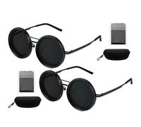 REALOKMAN Adjustable Tint Polarized Round Sunglasses Wizy Ballee Adjusta Shades Sunglasses for Men Beach 1-9 Gears Tinted Glasses(2Pcs)