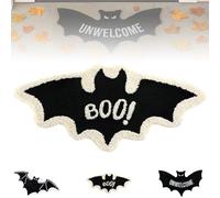 REALOKMAN Bat-Shaped Welcome Carpet, 31.5 * 15.7 Inches Unwelcome Bat Door Mat, Spooky Non-Slip Gothic Halloween Front Door Mat for Bathroom, Funny Housewarming Gift for New Homeowners(Style 1)