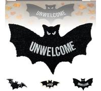 REALOKMAN Bat-Shaped Welcome Carpet, 31.5 * 15.7 Inches Unwelcome Bat Door Mat, Spooky Non-Slip Gothic Halloween Front Door Mat for Bathroom, Funny Housewarming Gift for New Homeowners(Style 3)
