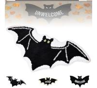 REALOKMAN Bat-Shaped Welcome Carpet, 31.5 * 15.7 Inches Unwelcome Bat Door Mat, Spooky Non-Slip Gothic Halloween Front Door Mat for Bathroom, Funny Housewarming Gift for New Homeowners(Style 2)