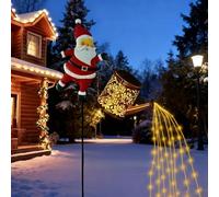 REALOKMAN Christmas Santa Solar Kettle Lights Garden Lawn Decorative Lights, Solar Christmas Light Outdoor Decorations, Hanging Santa Kettle Ground Lamp for Pathway, Patio, Lawn & Yard Décor Gift