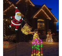 REALOKMAN Christmas Santa Solar Kettle Lights Garden Lawn Decorative Lights, Solar Christmas Light Outdoor Decorations, Hanging Santa Kettle Ground Lamp for Pathway, Patio, Lawn & Yard Décor Gift