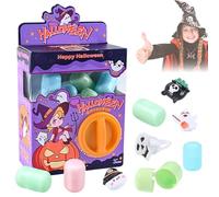 REALOKMAN Halloween Mini Capsule Toy Machine with 6 Random Surprise Eggs, Spin The Cute Cartoon Mini Round Capsule Gift for Kindergarten Xmas Easter, Halloween Figurines for Party Gift