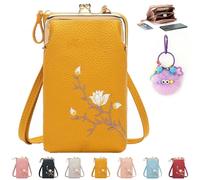 REALOKMAN Indefinitet Women Sling Cross-Body Wallet with Mobile Cell Phone Holder Pocket Purse Lightweight Mini Coin Clutch Bag(Yellow)
