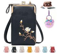 REALOKMAN Indefinitet Women Sling Cross-Body Wallet with Mobile Cell Phone Holder Pocket Purse Lightweight Mini Coin Clutch Bag(Negro)
