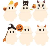 REALOKMAN Sithandsip Ghostees Mystery Phone Buddy, Mini Phone Figure Surprise Toy, Stick-On Halloween Ghost & Pumpkin Telephone Topper, Cute Fun Halloween Telephone All Models Buddy Doll(6Pcs)
