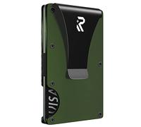 RealPlus Cartera de Tarjetera con Blindaje RFID, Tarjeteros para Tarjetas de Credito con Pinza para Billetes,Billetera Fina,PROTECCIÓN hasta 15 Tarjetas(Verde)