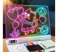RealPlus Tablero de dibujo LED, 41 cm, recargable, 10 modos de luz, regalo | Pizarra acrílica de 2200 mAh, batería, regalo niña niño 3 4 5 6 7 8 9 10 años juguetes a partir de 3 - 10 niñas, 8 bolígrafos