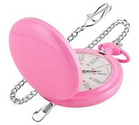 Realpoo Reloj de bolsillo de cuarzo de cubierta lisa, esfera blanca digital romana con cadena de cintura, relojes de bolsillo para hombre, MKL02-rosa