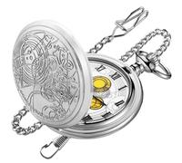 Realpoo Reloj de Bolsillo de Cuarzo Dr Who para Hombre, Esfera Digital Romana Blanca, Relojes de Bolsillo para Hombre con Cadena, Dr-Plateado, Moda