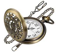 Realpoo Reloj de bolsillo de cuarzo hueco de bronce para hombre con punteros direccionales para este, oeste, norte y sur, reloj de bolsillo con números arábigos para hombre, CF-new34