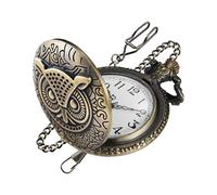Realpoo Reloj de bolsillo de cuarzo Qwl de esfera sólida de bronce para hombre, esfera de números arábigos con cadena, reloj de bolsillo para hombre, CF-new25