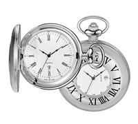 Realpoo Reloj de bolsillo digital romano hueco para hombre, esfera romana, reloj de bolsillo de cuarzo con cadena, HVQ-plateado, Digital