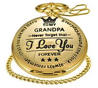 Realpoo Reloj de bolsillo grabado personalizado para padres, grabado para papá, abuelo para padre y abuelo, reloj de bolsillo para hombre con cadena, Grandpa-Gold, Classic