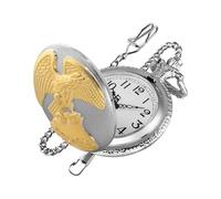 Realpoo Reloj de bolsillo para hombre, diseño de águila dorada y plateada, reloj de bolsillo con esfera de números arábigos con collar de parche, CF-new57