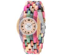 Realpoo Reloj de mujer colorido del cuarzo del arce natural, toda la pulsera de madera del dial circular del número romano reloj de las mujeres, Mujeres-QW104, Moda