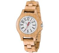 Realpoo Reloj de mujer de cuarzo de arce natural blanco roto, pulsera de madera con números arábigos y esfera circular - blanco roto, Mujeres-QW103, 100%